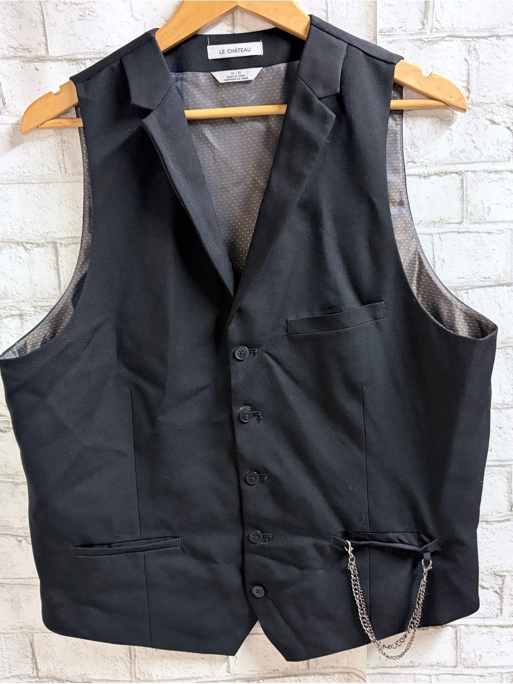 Le Chateau Black Men's Suit Vest with Chain